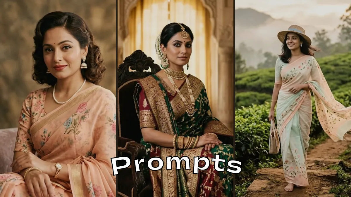 10 Trendy Gemini Ai Retro Saree Image Prompts: Copy-paste Ideas For Vintage Flair