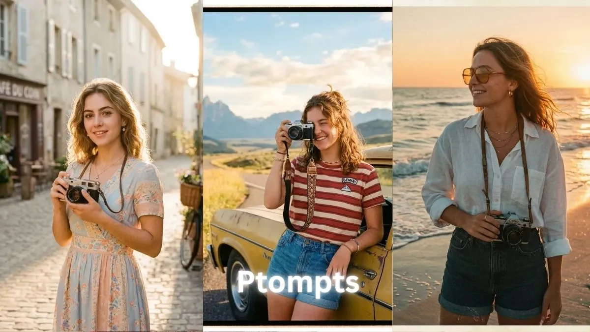 12 Retro Style Prompt for Gemini Girl with Vintage Film Camera Look