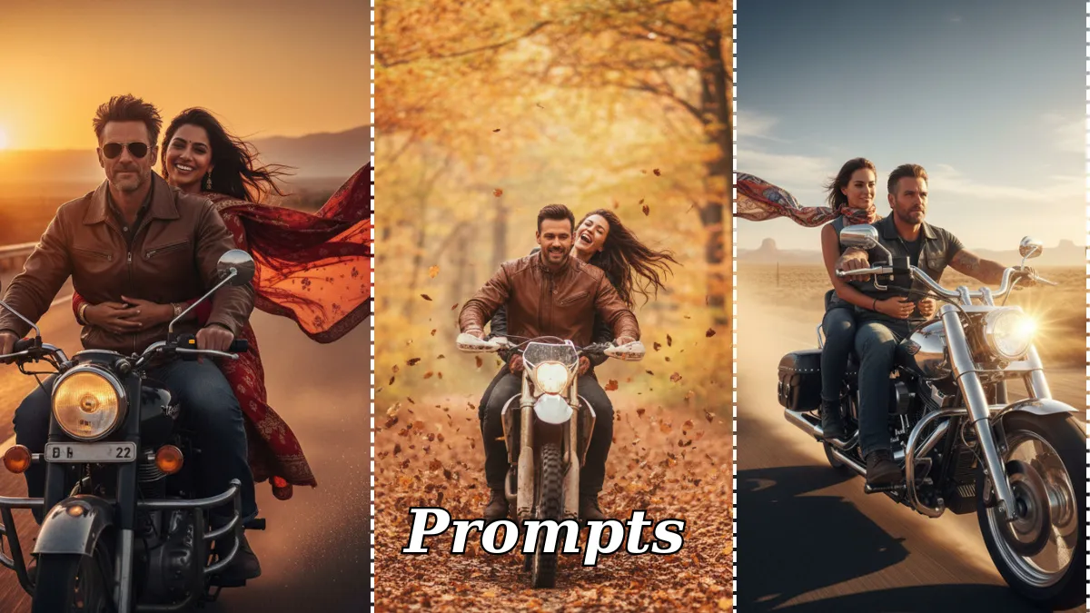 Viral Riding Couple With Bikes – Best Gemini Prompts for Couple Photos