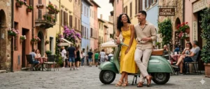 13 Gemini AI Vespa Couple Cinematic Prompts to Create DSLR-Style Professional Portraits